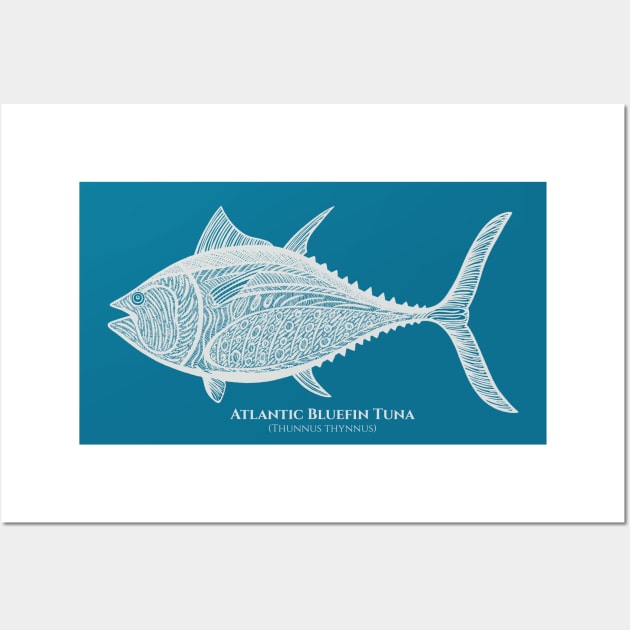 Atlantic Bluefin Tuna Fish with Common and Scientific Names Wall Art by Green Paladin